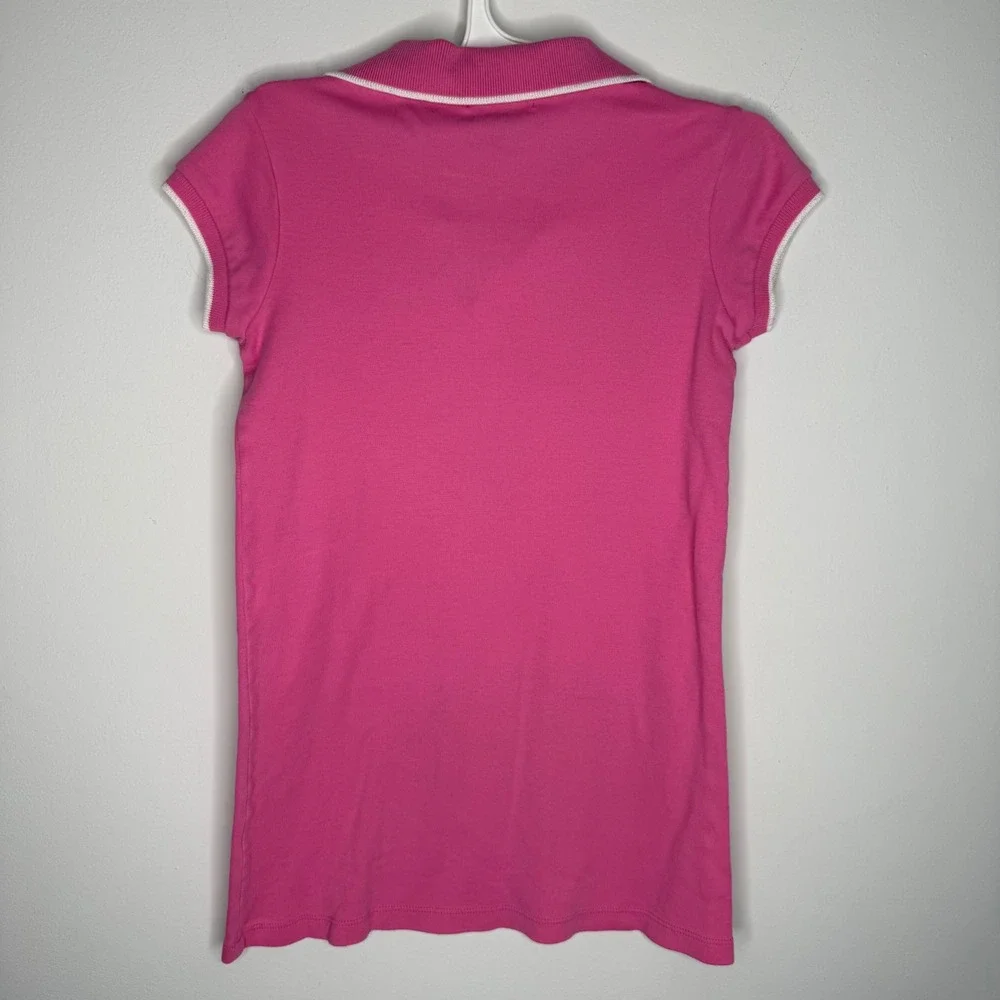 A19 Ralph Lauren Girls Pink‎ Cotton Pique Polo Shirt White Tipped Dress Size 5